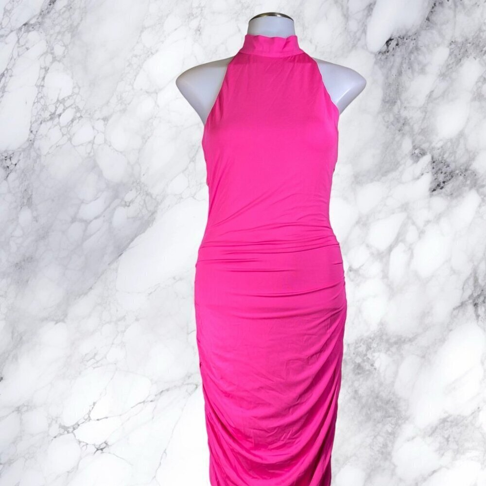 Superdown Mallory High Neck Dress - Hot Pink - Picture 3 of 12